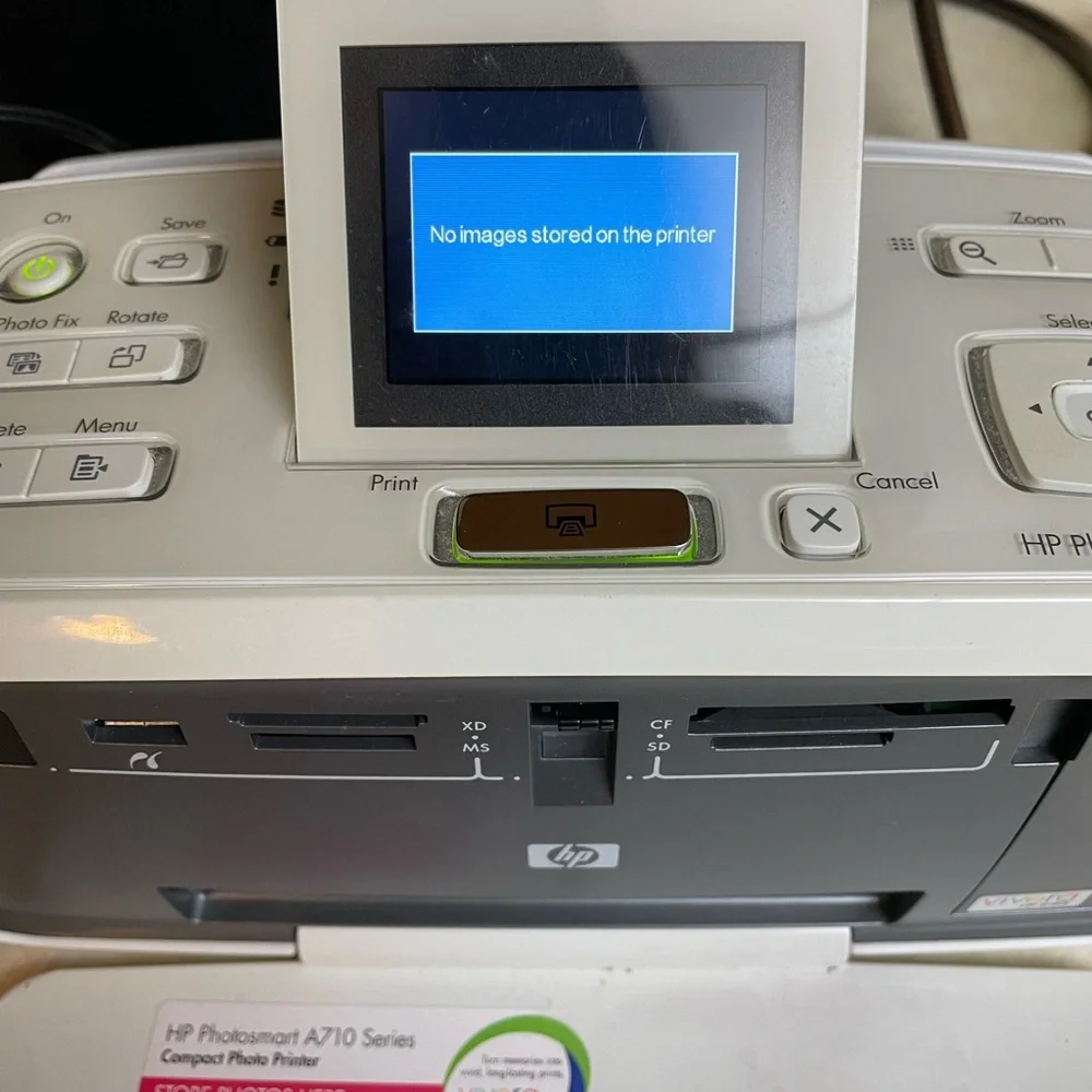 HP Photosmart A710 Series Compact White Portable Photo Printer